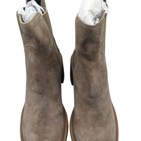 Dolce Vita Caster Tan Suede 7M Gage Leather Ankle Boots Bootie Chunky Mushroom - Picture 4 of 9